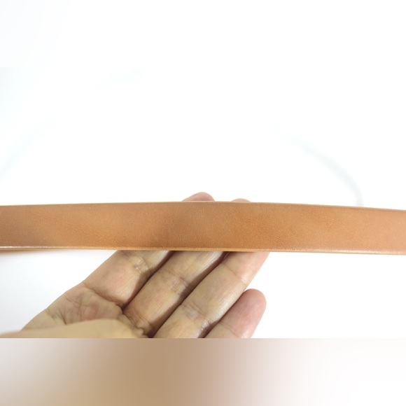 Narrow Tan Leather Belt with Self Covered Buckle - Picture 5 of 9
